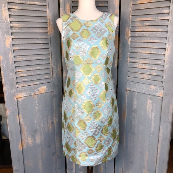 J. Crew Dresses & Skirts - J. Crew Collection Geo Brocade Metallic Dress Sz 6